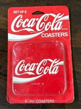 New In Package Vintage Set Of 6 Coca Cola Cork Coasters 3.75” Never Opened